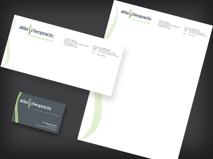 Atlas Chiropractic stationery, by Nice Design