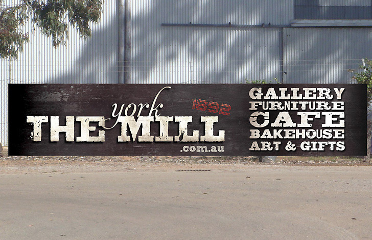 The York Mill signage, by Nice Design